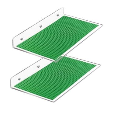 Imagem de BOUTICOL 2 prateleiras de exibição de tijolos de construção, compatíveis com todas as marcas de blocos de brinquedo, prateleira flutuante montada na parede para tijolos de construção (38 x 19 cm)