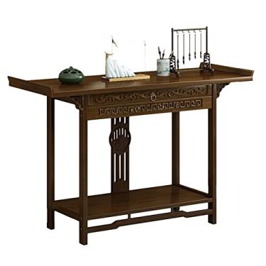 Imagem de Mesa de oferta de prateleira de altar de Buda, plataforma de Buda, santuário doméstico de madeira maciça estilo chinês, mesa de oferta, mesa de bar, mesa de Buda, mesa de incenso, Bodhisattva, deus da riqueza, nicho de Buda, T