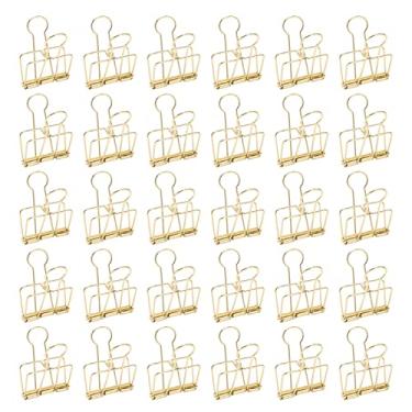 Imagem de Grampos de Fichário de Arame, 30 Peças Protable Clips de Fichário de Arame Rosa Documentos de Teste Organizador de Papel 2in Multi Cauda Longa Larga Oca Clips de Fichário de Metal Forte para Escola (Ouro)