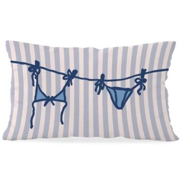 Imagem de Capa de travesseiro Wheatwin Beachy Blue Coastal 30x50cm Flanelette