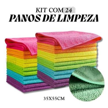 Imagem de Kit 24 Panos de Microfibra Mágico 35x55cm Grande Macio Lustrar Brilho 