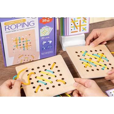 Imagem de Skillssist Jogo Race to Lace para idosos com demência, coordenação olho-mão e atividade motora fina, brinquedo de terapia cognitiva para pacientes com Alzheimer, jogo de tabuleiro ocupado para viagens