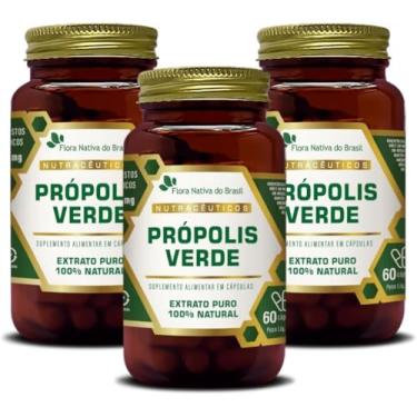 Imagem de Kit com 3 Própolis Verde, Extrato Puro 100% Natural, Suplemento Alimentar em Cápsulas, 60 Cápsulas - Flora Nativa do Brasil