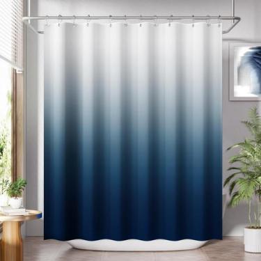 Imagem de Cortina de chuveiro AmazerBath Ombre Blue Cloth 180x180cm com ganchos