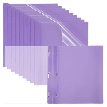 Imagem de PATIKIL Capas de relatório de plástico com pino, 10 peças, 80 folhas transparentes de apresentação frontal com 3 fixadores de pinos de metal, pasta de relatório para retomar documentos, arquivos