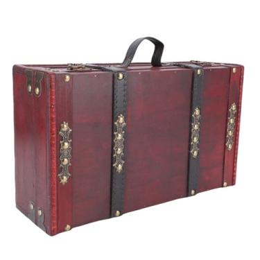 Imagem de Pssopp Mala Vintage, baú de Armazenamento Decorativo de Madeira para Casamentos, Empilhando a Sala de Estar