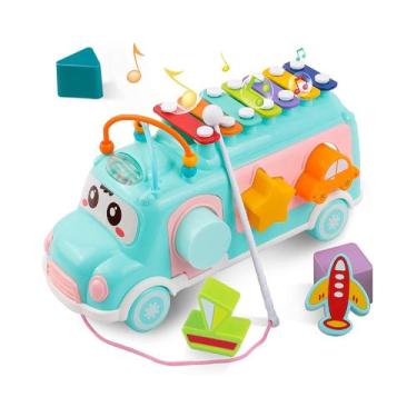 Imagem de Ônibus musical de brinquedo didático multifuncional azul claro - Light