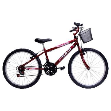 Imagem de Bicicleta Aro 24 Feminina 18 Marchas Kitty Com Cesta Saidx Vermelho