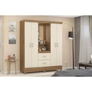 Imagem de Guarda Roupa Solteiro 4 Portas E 2 Gavetas C/ 1 Espelho Capelinha Lord Amendola/off White - Demóbile