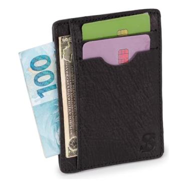 Imagem de Carteira Porta Cartão Para Cnh,cédulas,cartões Couro Rústico(Preto)