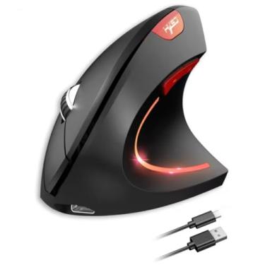 Imagem de MOUSE SEM FIO RECARREGÁVEL ATÉ 15 DIAS DE BATERIA 600 MAH 2.4 GHZ - VERTICAL ERGONÔMICO ORTOPÉDICO POWER FIT 2400 DPI SILENCIOSO USB AG - PRETO