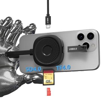 Imagem de Hub USB C magnético para iPhone 16 15 Pro Max - 4 em 1 Tipo-C SD4.0 Cartão Solt 100W PD 5Gbps USB3.0 USB-C adaptador, leitor de cartão SD Magsafe para iPhone, MacBook Pro Air, Pad Pro Dispositivos