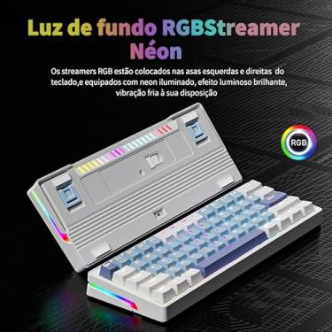 Imagem de Mini Teclado Mecânico Formato 60% com Fio, Teclas Removíveis, Retroiluminação RGB, 61 Teclas para Jogospara Windows, laptop, PC, Mac - (Branco e Azul-switch Mudo)
