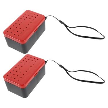 Imagem de Generic Embalagem com 2 caixas de armazenamento de iscas portáteis para pesca em água doce/salgada, suporte de iscas vermelhas, à prova de vazamento, fácil de limpar