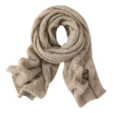 Imagem de Cachecol feminino de caxemira de comprimento médio, xale, dois em um, versátil, outono, inverno, malha, design leve e quente, ideal para camadas com casacos e suéteres combina com qualquer roupa