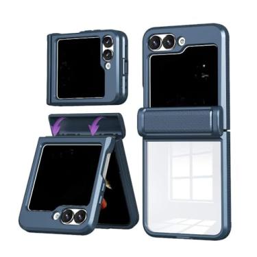 Imagem de Capa transparente com proteção de dobradiça para Samsung Z Flip 6 5 Flip6 Flip5 5G, capa protetora de acrílico transparente à prova de choque, azul marinho, para Samsung Galaxy Z Flip 6