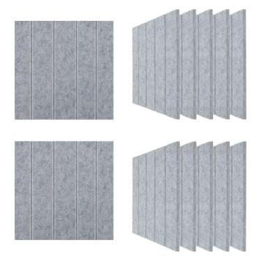 Imagem de 12 peças de painéis de parede à prova de som 30 cm x 30 cm x 0,4 cm, painéis autoadesivos à prova de som, painéis acústicos decorativos, painéis de parede acústicos de feltro quadrados, painéis de