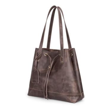 Imagem de Bolsa Feminina 100% Couro Legítimo Natural Sacola(Marrom-escuro)