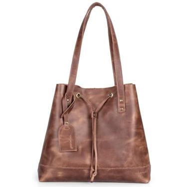 Imagem de Bolsa Feminina 100% Couro Legítimo Natural Sacola(Marrom)