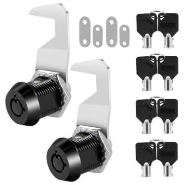 Imagem de 2 fechaduras de armário com chaves, fechaduras de armário com chave semelhante, fechaduras de gaveta de liga de zinco, fechaduras de câmera de gabinete, trava de armazenamento de RV com chave