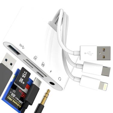 Imagem de Leitor de cartão SD para iPhone 16 15 14 13 Pro Max adaptador (5 em 1) Lightning USB tipo C para OTG Hub acessório de câmera digital Memory Stick para Apple Cabo de transferência para iPad Flash Drive