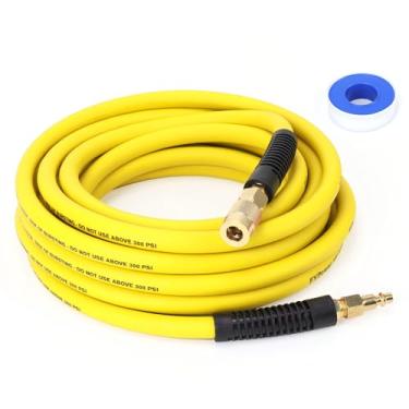 Imagem de FYPower Mangueira de compressor de ar 9,5 cm x 7,5 m, mangueira híbrida com acessórios, flexível e resistente a dobras, acoplador rápido industrial de 1/10.2 cm e kit de plugue - amarelo