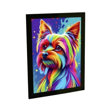 Imagem de Quadro Decorativo Cachorro Yorkshire Ilustração Colorida Decoração Poster Quarto Sala