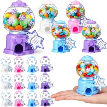 Imagem de Soulchen 16 conjuntos de lembrancinhas de festa de floco de neve com globo de neve máquina de doces adesivos de floco de neve cartões de agradecimento fita de rolo azul para decorações de festa de