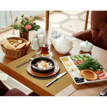 Imagem de Kit Jogo Americano Sousplat 100 Unidades Restaurantes Bar Hotel Mesa Posta Decoração - Sisal Mostarda Amarelo Retangular