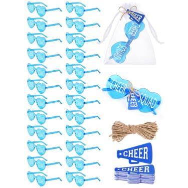 Imagem de Flutesan 24 peças de óculos de sol de coração para mulheres líderes de torcida presentes de equipe de torcida, Azul, 5.51 x 2.36 inches/14 x 6 cm