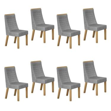 Imagem de Conjunto 8 Cadeiras para Sala de Jantar Luna Prata