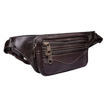 Imagem de Pochete Bolsa Slim de Couro Legítimo Para Cintura 4 Bolsos Cor:Marrom Café