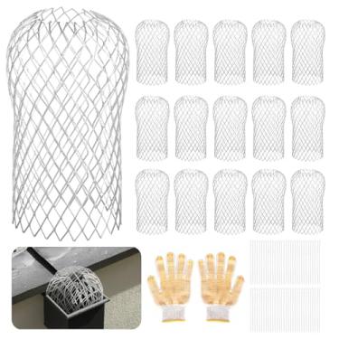 Imagem de Pacote com 16 protetores de calha para calha, calhas de 8,5 cm, protetor de calha expansível de alumínio, protetor de calha contra entupimento de detritos de folhas