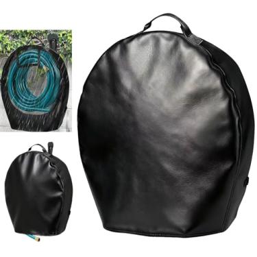 Imagem de Capa de carretel de mangueira de jardim de couro sintético resistente (5/8 polegadas x 50 pés-100 pés), luz solar, impermeável, resistente ao vento, à prova de neve, prolonga a sua vida, cobertura