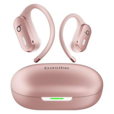 Imagem de Basike Fone de Ouvido Bluetooth 5.4 TWS Open-Ear Esportivo, Som Hi-Fi Estéreo, ANC & Modo Transparência, ENC, Resistente a Suor e Respingos para Corrida e Exercícios ao Ar Livre – Ouro Rosa