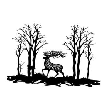 Imagem de KiBcsLic Decoração de parede de metal com alce da floresta, presente de destaque em silhueta, arte de fazenda, placa de pendurar para quarto, hotel e banheiro