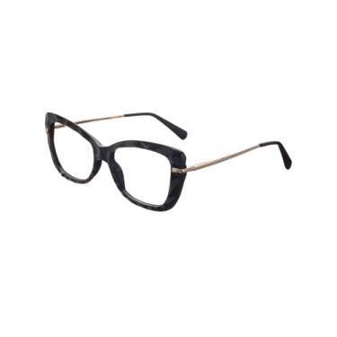 Imagem de Armação De Oculos Feminino Diamante Grande Transparente 3D (Preto)