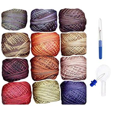 Imagem de Valdani Fio dental bordado 3 fios algodão 12 bolas tingidas à mão coleção 1 (3SF-Country1) com estripador de costura e enfiador de agulha