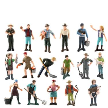 Imagem de Conjunto de figuras Farm Scene, 17 peças realistas de PVC Farmer, Shepherd