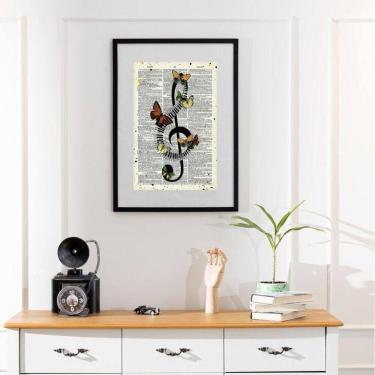 Imagem de Quadro Vintage Nota Musical - 60X48Cm