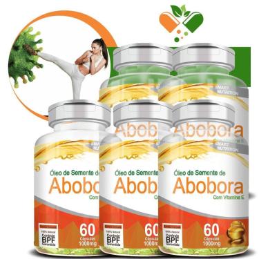 Imagem de Kit Com 5 Potes Semente De Abóbora 1000Mg 60 Cápsulas