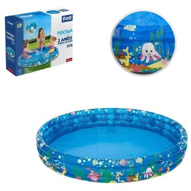 Imagem de Piscina Inflável Redonda Infantil Verão 3 Anéis 253 Litros