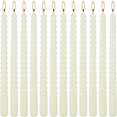 Imagem de Vela WPONSZU de 25 cm Ivory Spiral Taper, pacote com 12 unidades, sem 