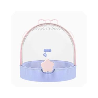 Imagem de Gaiola de pássaro para papagaio portátil pequena respirável para andar ninho de pássaro (azul-roxo)