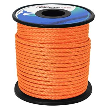 Imagem de emma kites Corda trançada laranja UHMWPE de alta resistência com menos elasticidade para barraca de chuva voar guyline rede Ridgeline suspensão para acampamento, caminhadas, mochilão, sobrevivência, atividades ao ar livre, 300 m, 453 kg