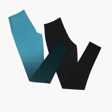 Imagem de Kit 2 Calças Legging Degrade Academia Feminina - Bella Fitness, Azul b