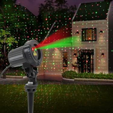 Imagem de SUNFUCAN Luzes de projetor de Natal a laser, luzes a laser de jardim ao ar livre com estrelas vermelhas e verdes, IP65 à prova d'água, resistente ao frio. Adequado para férias, festa, decoração de