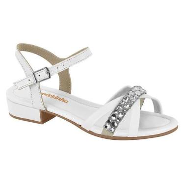Imagem de Sandália Infantil Com Pedrarias E Salto Baixo Branco - MOLEKINHA, Bran