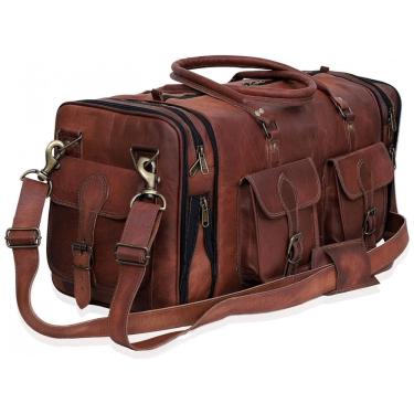 Imagem de Bolsa de Viagem Masculina Clássica de Couro, C CUERO, Marrom