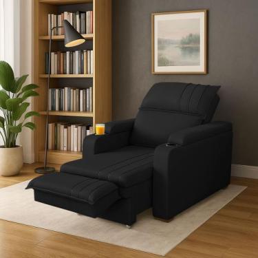 Imagem de Poltrona Srj Papai Retrátil Reclinável Veludo Porta Copos - SRJ MÓVEIS